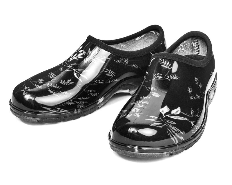 DKSUKO Waterproof Garden Shoe for Women Outdoor Slip-On Rain Boots Short Ankle Work Shoes and Garden Clogs with Comfort Insole(Tree Leaf,8) - Image 4