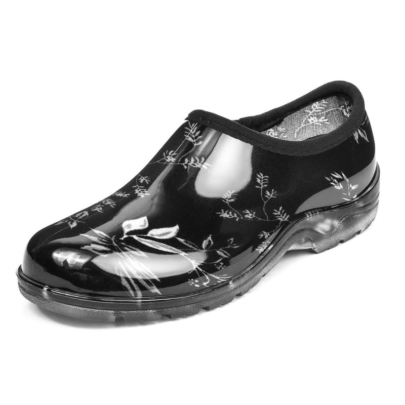 DKSUKO Waterproof Garden Shoe for Women Outdoor Slip-On Rain Boots Short Ankle Work Shoes and Garden Clogs with Comfort Insole(Tree Leaf,8) - Image 1