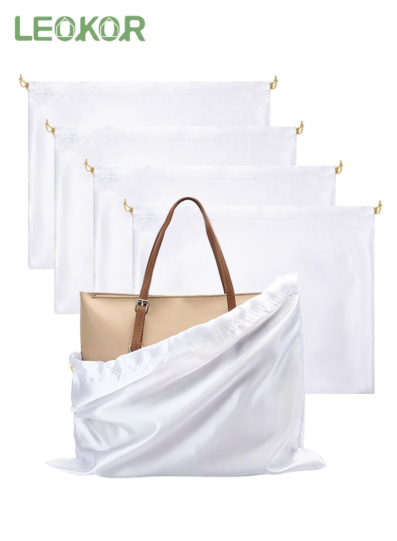 LEOKOR 4 Pack Dust Bags for Purses and Handbags, Silk Dust Cover Storage Bag with Drawstring Travel Storage Pouch for Handbag Purse Shoes Boots, White 60*50CM  - Image 1