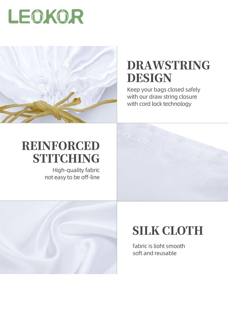 LEOKOR 4 Pack Dust Bags for Purses and Handbags, Silk Dust Cover Storage Bag with Drawstring Travel Storage Pouch for Handbag Purse Shoes Boots, White 60*50CM  - Image 2