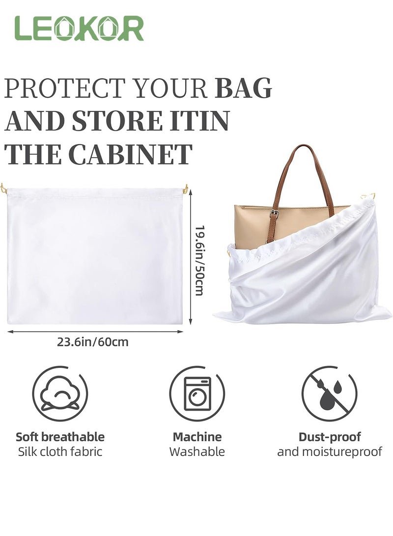 LEOKOR 4 Pack Dust Bags for Purses and Handbags, Silk Dust Cover Storage Bag with Drawstring Travel Storage Pouch for Handbag Purse Shoes Boots, White 60*50CM  - Image 4