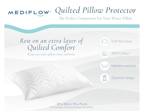 Mediflow Quilted Pillow Protector: Zippered Protection from Dust and Allergens, Adds a Layer of Luxury and Comfort - Image 5