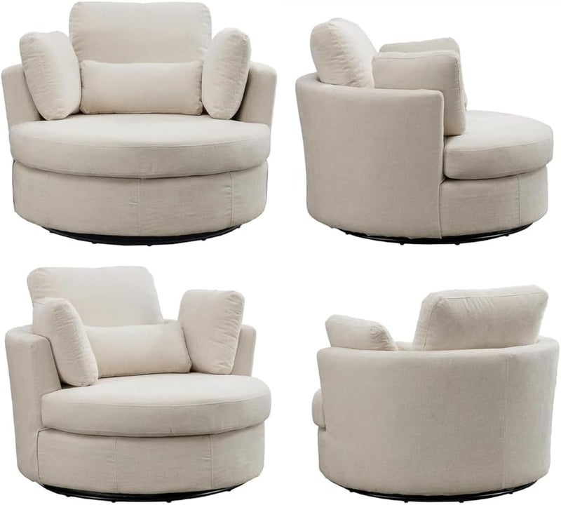 Comfynest Round Swivel Accent Sofa with 4 Pillows - Image 2