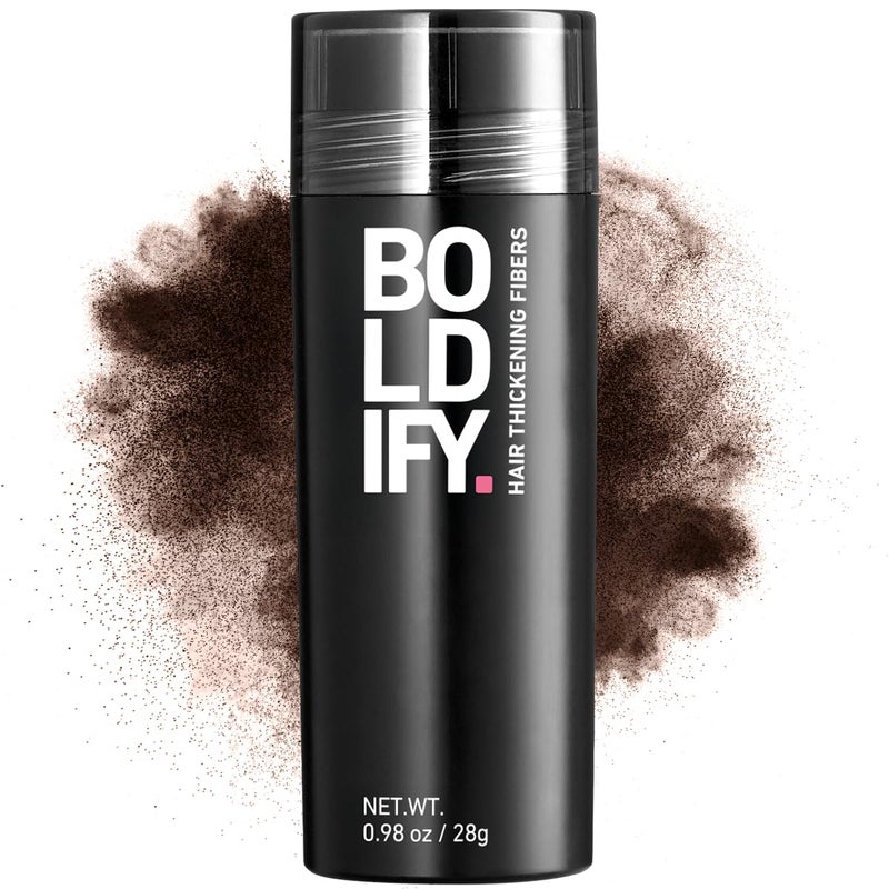BOLDIFY Hair Fibers (28g) - Fill In Thinning and Fine Hair for an Instantly Fuller, Thicker Look - 14 Shades for Women & Men - Dark Brown - Image 1