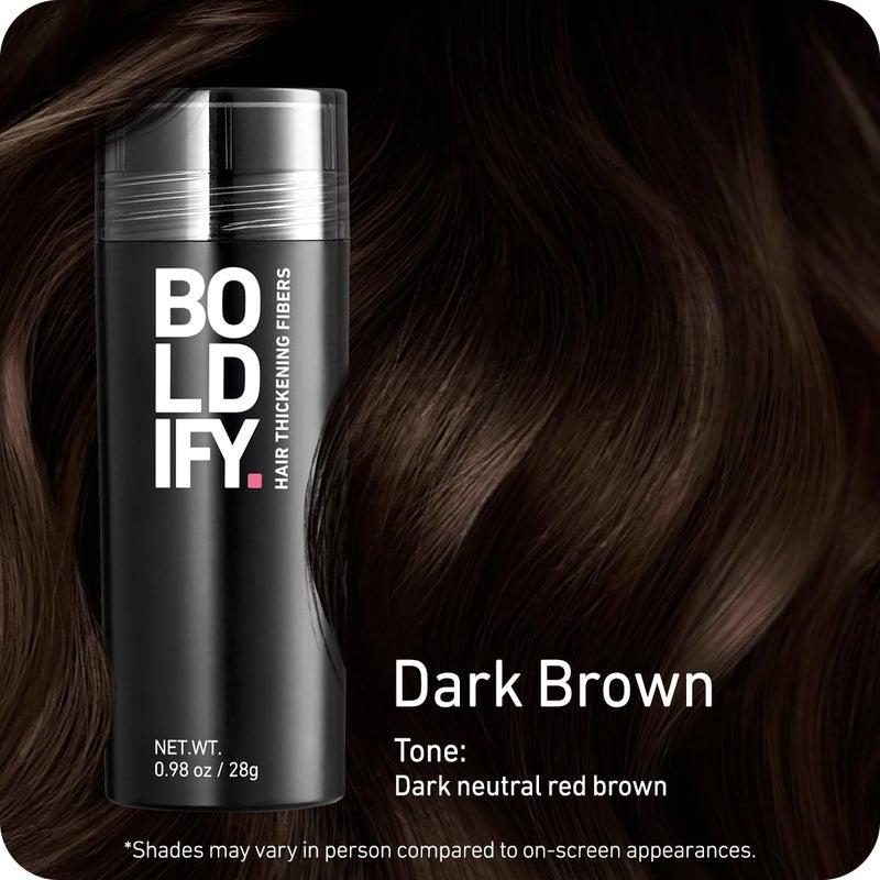 BOLDIFY Hair Fibers (28g) - Fill In Thinning and Fine Hair for an Instantly Fuller, Thicker Look - 14 Shades for Women & Men - Dark Brown - Image 2