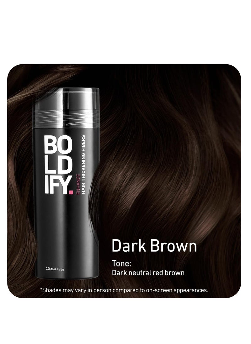 Boldify BOLDIFY Hair Fibers (28g) Fill In Fine and Thinning Hair for an Instantly Thicker & Fuller Look - Best Value & Superior Formula -14 Shades for Women & Men - DARK BROWN  - Image 3