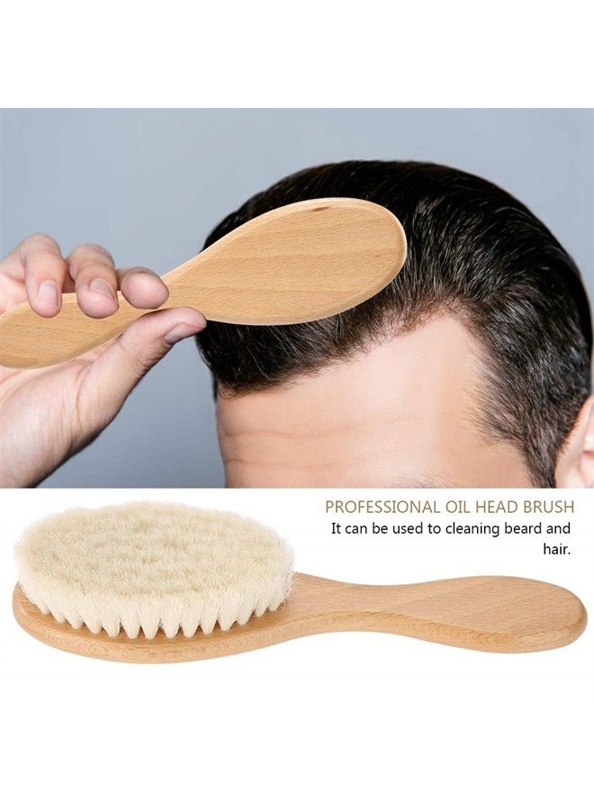 Sonew Soft Goat Hair Brush, Retro Oil Head Brush with Wooden Handle, Hair Styling Carving Cleaning Brush, Beard Hair Cleaning Tool Eco Friendly Hairbrush for Men Women Baby