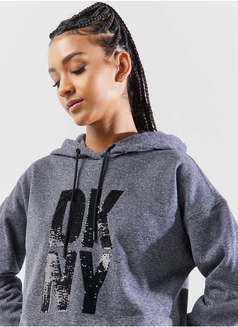 DKNY Sport Graphic Sequin Detail Hoodie