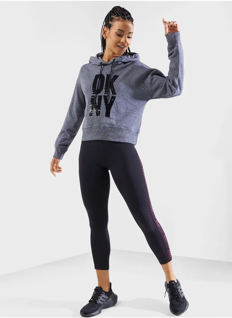 DKNY Sport Graphic Sequin Detail Hoodie
