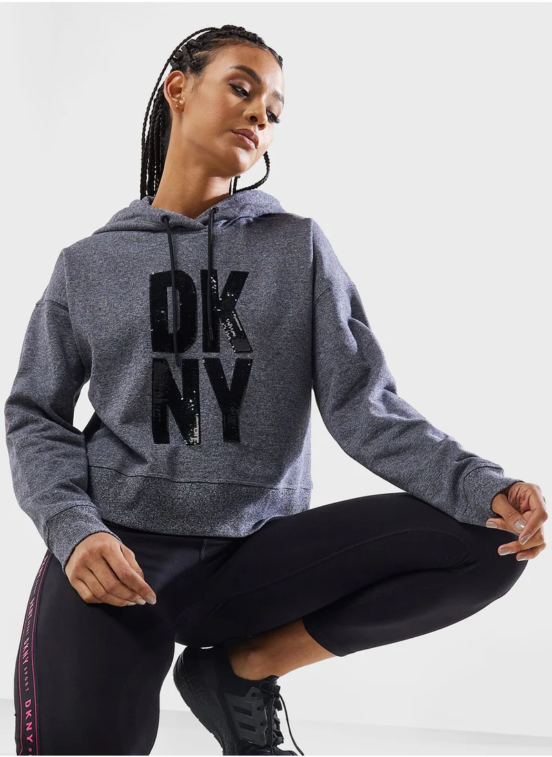 DKNY Sport Graphic Sequin Detail Hoodie
