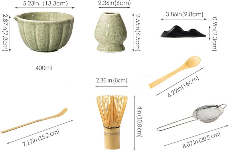 TOPSKY Matcha Tea Ceremony Set - Bamboo Whisk (Chasen), Bowl & Tools for Traditional Japanese Matcha Making (8, Green) - Image 3