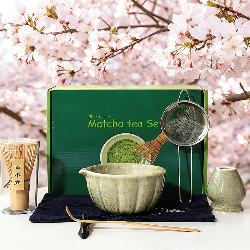 TOPSKY Matcha Tea Ceremony Set - Bamboo Whisk (Chasen), Bowl & Tools for Traditional Japanese Matcha Making (8, Green) - Image 1