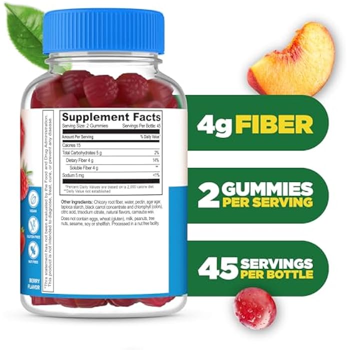 Lifeable Sugar Free Fiber Gummies for Adults | 4g | Great Tasting Fiber Supplement Gummies | Keto Friendly, Gluten Free, Vegan, Non GMO Prebiotic Fiber | for Digestive Health | 90 Gummies - Image 2