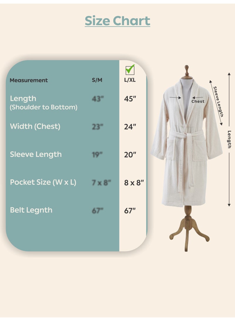 دوناتيلا روب حمام تيري قطني ناعم سريع الامتصاص (مقاس L/XL) عاجي - Image 3