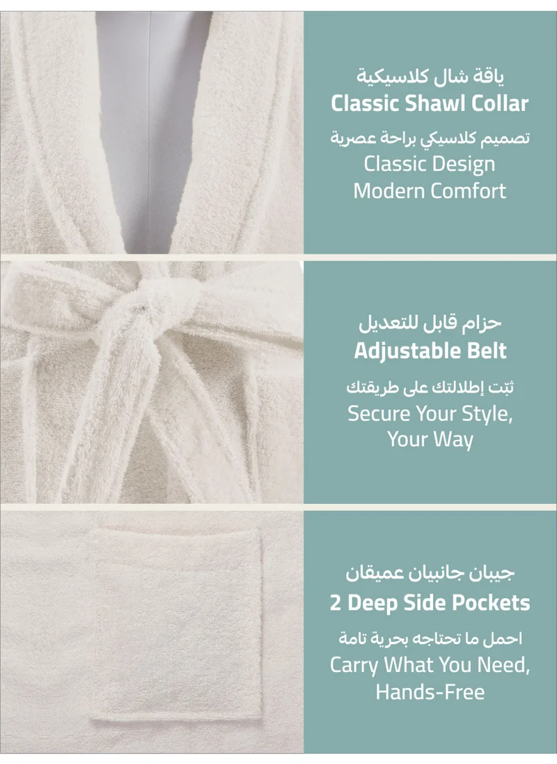دوناتيلا روب حمام تيري قطني ناعم سريع الامتصاص (مقاس L/XL) عاجي