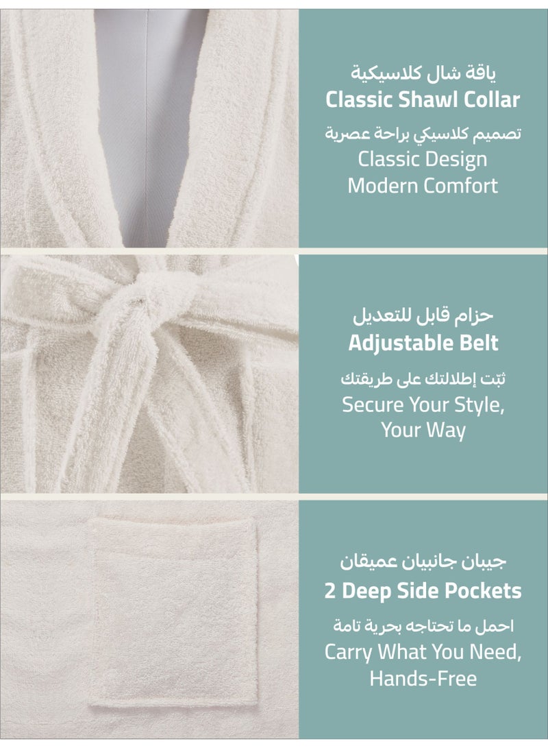دوناتيلا روب حمام تيري قطني ناعم سريع الامتصاص (مقاس L/XL) عاجي - Image 2