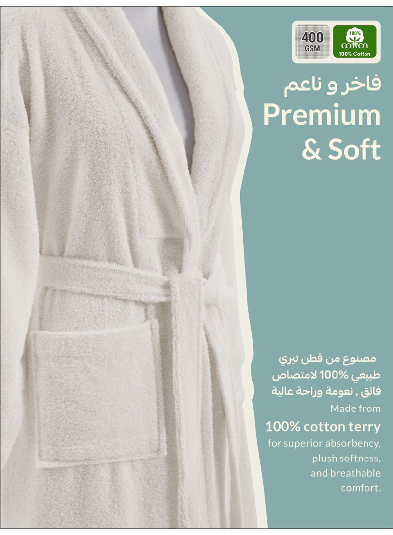 دوناتيلا روب حمام تيري قطني ناعم سريع الامتصاص (مقاس L/XL) عاجي - Image 4