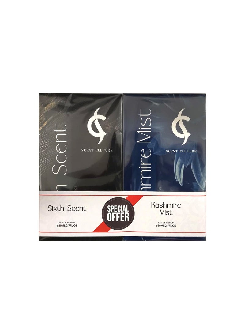 Scent Culture Sixth Scent & Kashmire Mist Gift Set - 2x80ml Eau De Parfum for Men & Women - Image 1