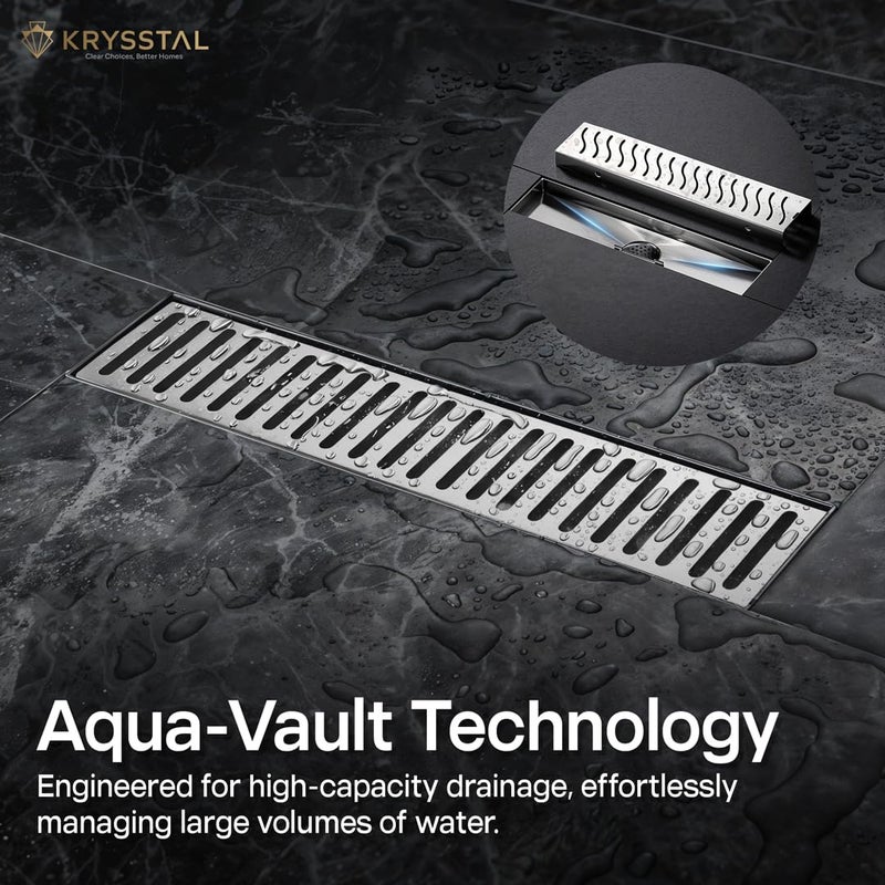 KRYSSTAL Vertiline 304-SS Shower Drain Channel (24x4 Inches) - Image 4