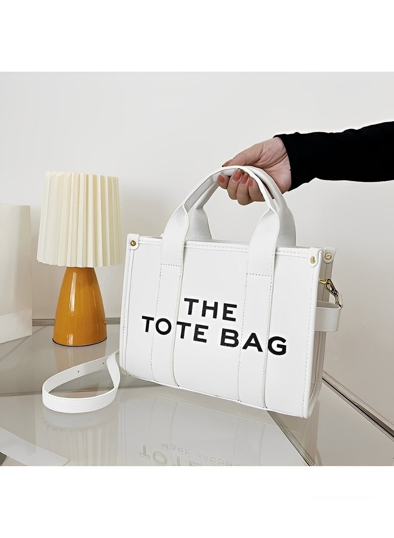 REOCLE Women's Tote Bag with Letter Print Small Satchel Bag Fashion Crossbody Purse Mini Stylish Handbag for Travel & Work & Everyday - Image 2