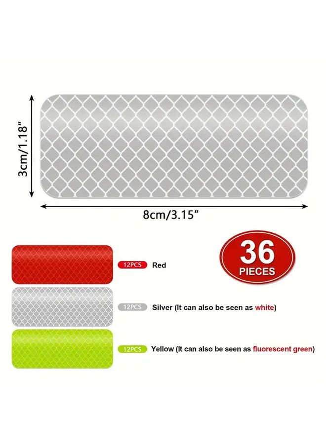 36pcs Red White Yellow Reflective Stickers Waterproof Safety Tape For Cars Motorcycles Bicycles Trailers - Image 4