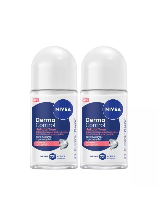 Nivea Derma Natural Tone Roll On Reduces Dark Marks With Pure Hyaluron- 2X50ml