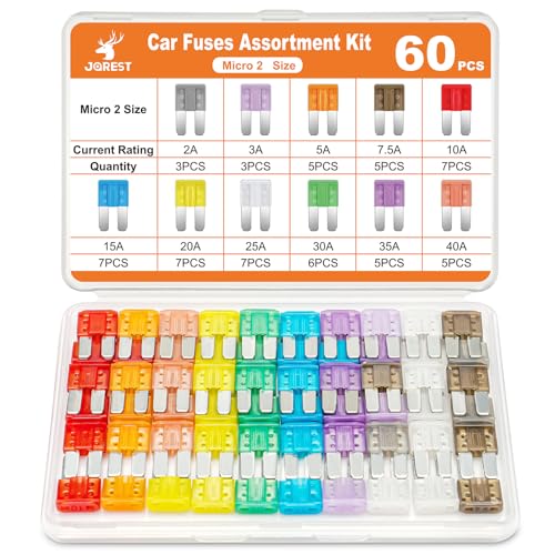 JOREST 60Pcs Micro Assorement Fuses Kit Micro2 Fuse kit Micro 2 Automotive Replacement Fuses for Car RV Truck Motorcycle2Amp 3A 5A 75A 10A 15A 20A 25A 30A 35A 40A - Image 1