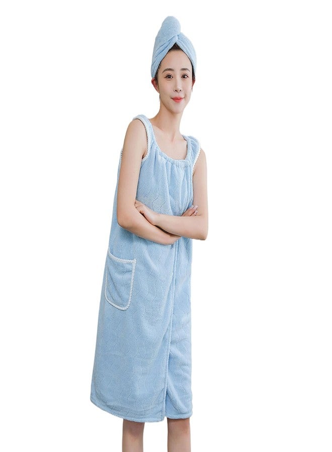 BXT Womens Wearable Bath Towel Coral Soft Fleece Bathtub Shower Dress Bath Wrap Towel Bath Shower Cover Up Spa Beach Body Wrap - Image 2