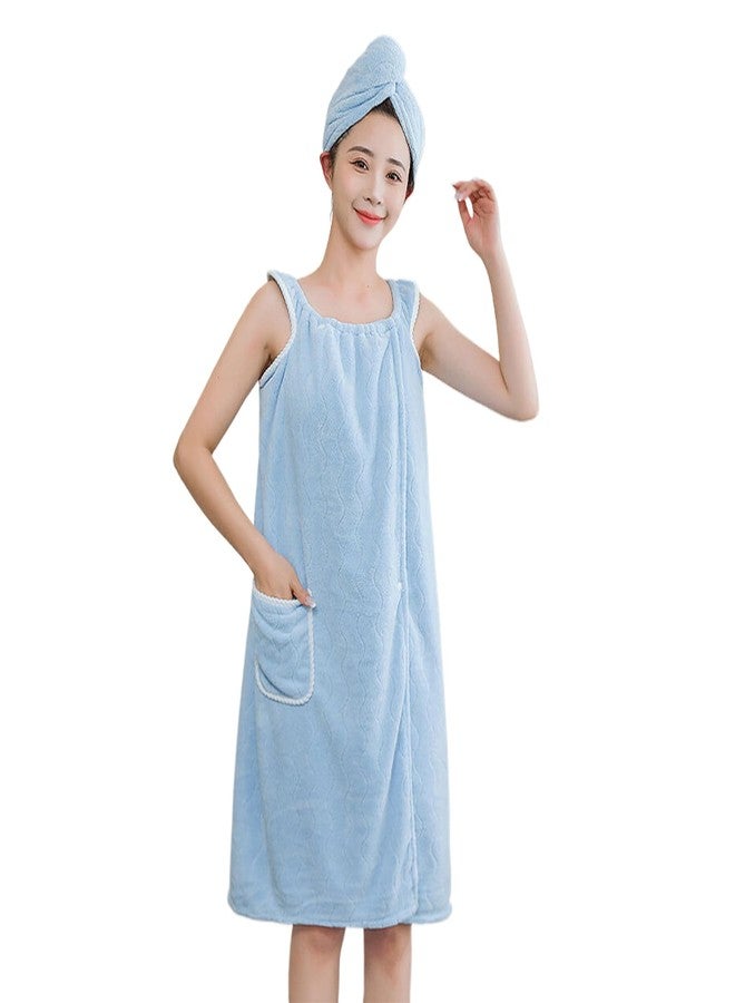 BXT Womens Wearable Bath Towel Coral Soft Fleece Bathtub Shower Dress Bath Wrap Towel Bath Shower Cover Up Spa Beach Body Wrap - Image 1