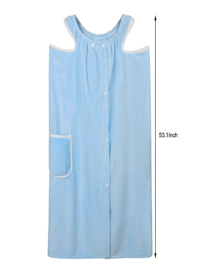 BXT Womens Wearable Bath Towel Coral Soft Fleece Bathtub Shower Dress Bath Wrap Towel Bath Shower Cover Up Spa Beach Body Wrap - Image 4