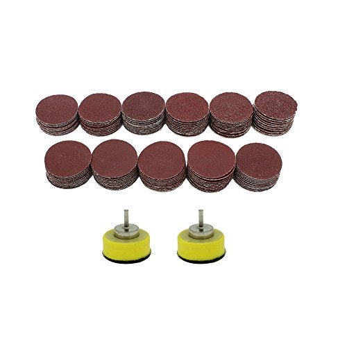 AUTOTOOLHOME 110pcs 1 inch Sanding Discs with 2ps 1/8 Shank Polishing Pads Hook and Loop Sandpaper Abrasive Tool Attachment 40-600Grit - Image 1