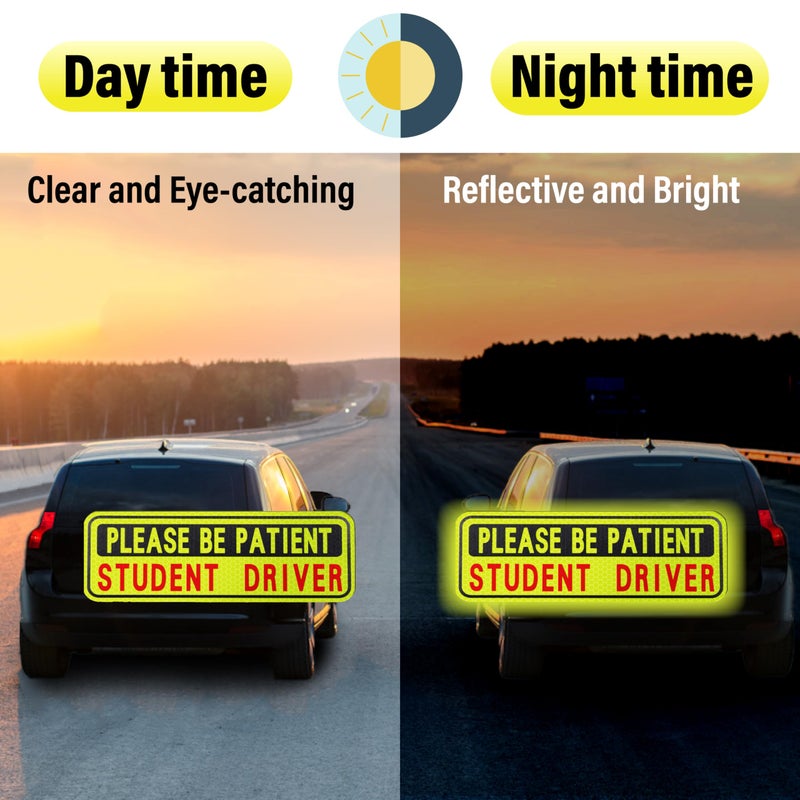 BFXM 4 PCS Student Driver Magnet for Car, New Driver Magnet for Car, Please Be Patient Funny Magnetic Student Driver,Reusable Movable Reflective Safety Warning Bumper Magnets - Image 5