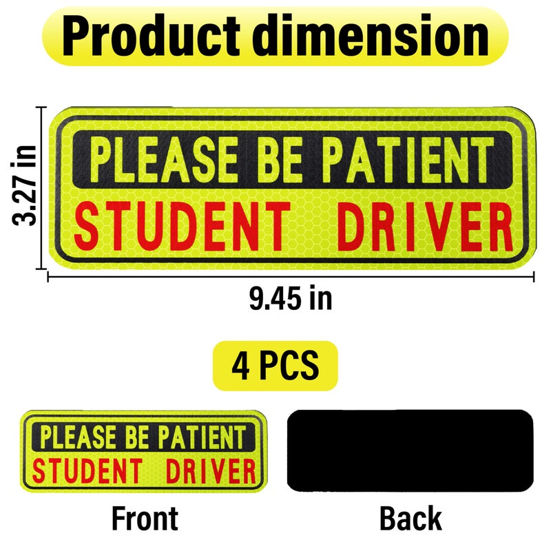 BFXM 4 PCS Student Driver Magnet for Car, New Driver Magnet for Car, Please Be Patient Funny Magnetic Student Driver,Reusable Movable Reflective Safety Warning Bumper Magnets - Image 2