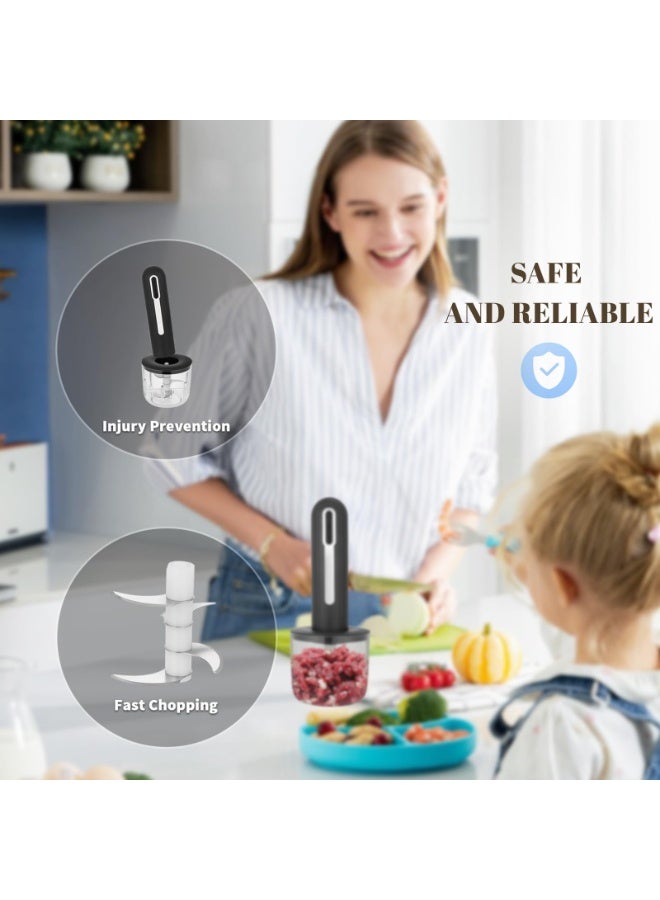 عام جهاز تقطيع الطعام اللاسلكي الصغير، مطحنة لحم كهربائية مدمجة قابلة للشحن عبر USB، مع 4 كؤوس و2 قطاعة، لأطعمة الأطفال في المطبخ، لفرم وتقطيع البصل والثوم والفلفل والتوابل. - Image 3