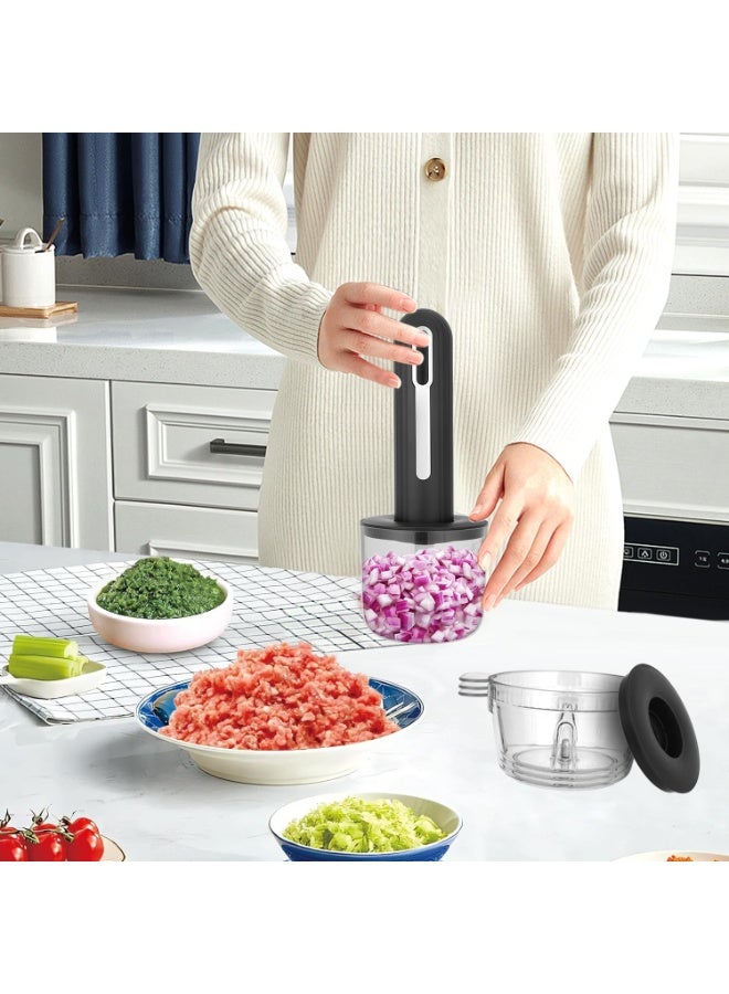عام جهاز تقطيع الطعام اللاسلكي الصغير، مطحنة لحم كهربائية مدمجة قابلة للشحن عبر USB، مع 4 كؤوس و2 قطاعة، لأطعمة الأطفال في المطبخ، لفرم وتقطيع البصل والثوم والفلفل والتوابل. - Image 2