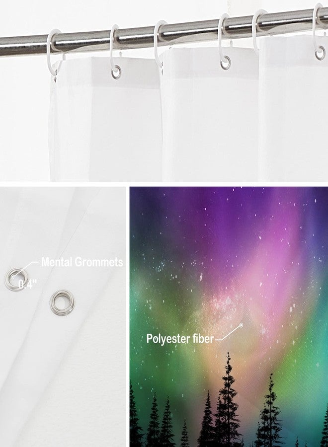 Batmerry Northern Lights Forest Decorative Shower Curtain, Aurora Borealis Cute Long Wide with Rust Proof Grommets for Bathroom Waterproof Washable - Image 5