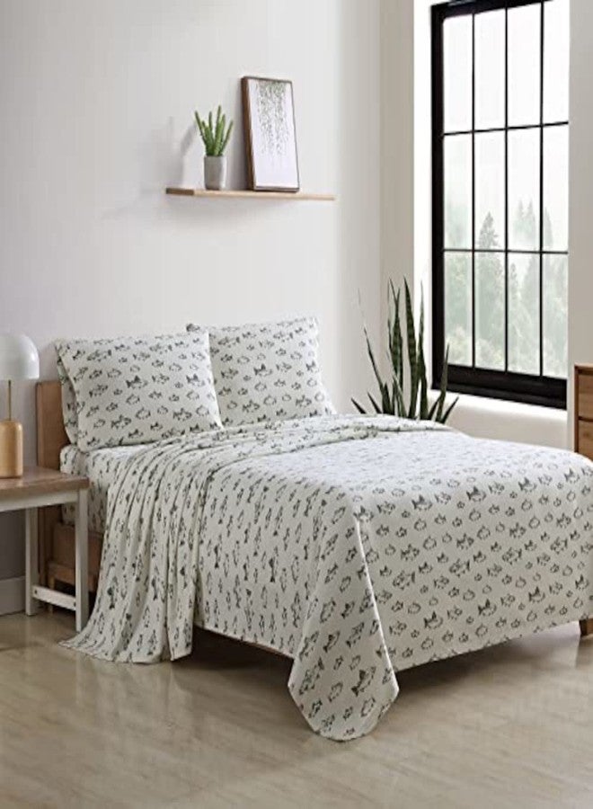 Eddie Bauer - Flannel Collection - Cotton Bedding Sheet Set, Pre-Shrunk & Brushed for Extra Softness, Comfort, and Cozy Feel, Twin, School of Fish,194645 - Image 1