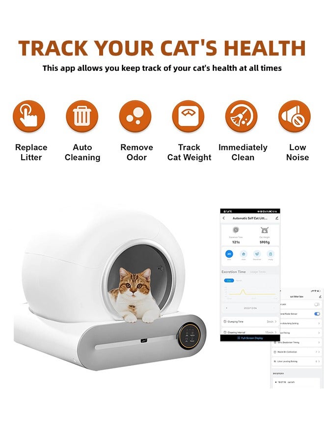 ALongDeng Self Cleaning Cat Litter Box Automatic Cat Litter Box 65L Extra Large Capacity Automatic Cat Litter Box APP Control Odor Removal Safety Protection Low Noise Litter Box - Image 3