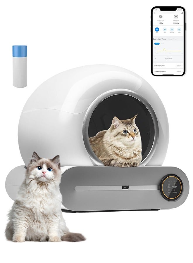 ALongDeng Self Cleaning Cat Litter Box Automatic Cat Litter Box 65L Extra Large Capacity Automatic Cat Litter Box APP Control Odor Removal Safety Protection Low Noise Litter Box - Image 1