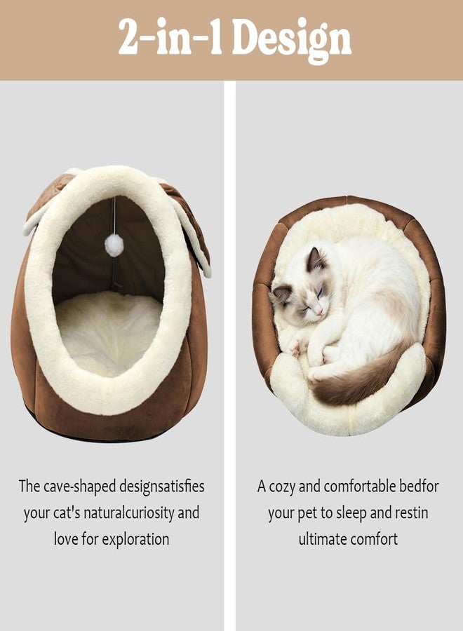 Lcybem Cat Beds for Indoor Cats - Rabbit-Shaped Cat Cave Bed with Hanging Toy,Super Soft Calming Pet Bed for Kitten,Small Dog - Image 4