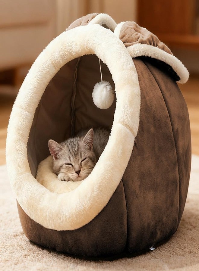 Lcybem Cat Beds for Indoor Cats - Rabbit-Shaped Cat Cave Bed with Hanging Toy,Super Soft Calming Pet Bed for Kitten,Small Dog - Image 3