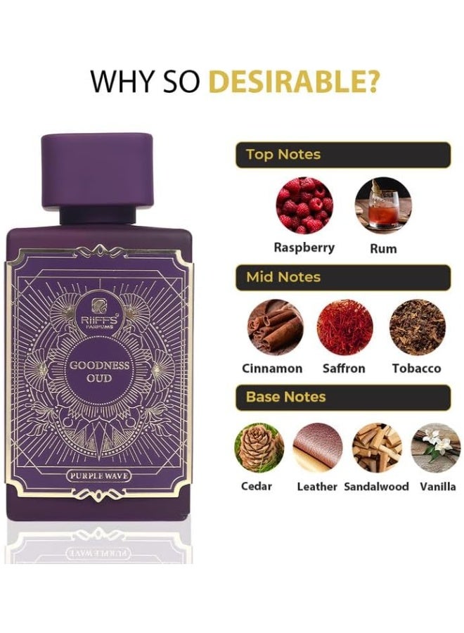 RiiFFS Goodness Oud Purple Wave Perfume For Men & Women | Long-Lasting Eau De Parfum | Luxurious Unisex Fragrance with Raspberry, Saffron, Leather & Vanilla – Perfect for Gifting, 100ml - Image 4