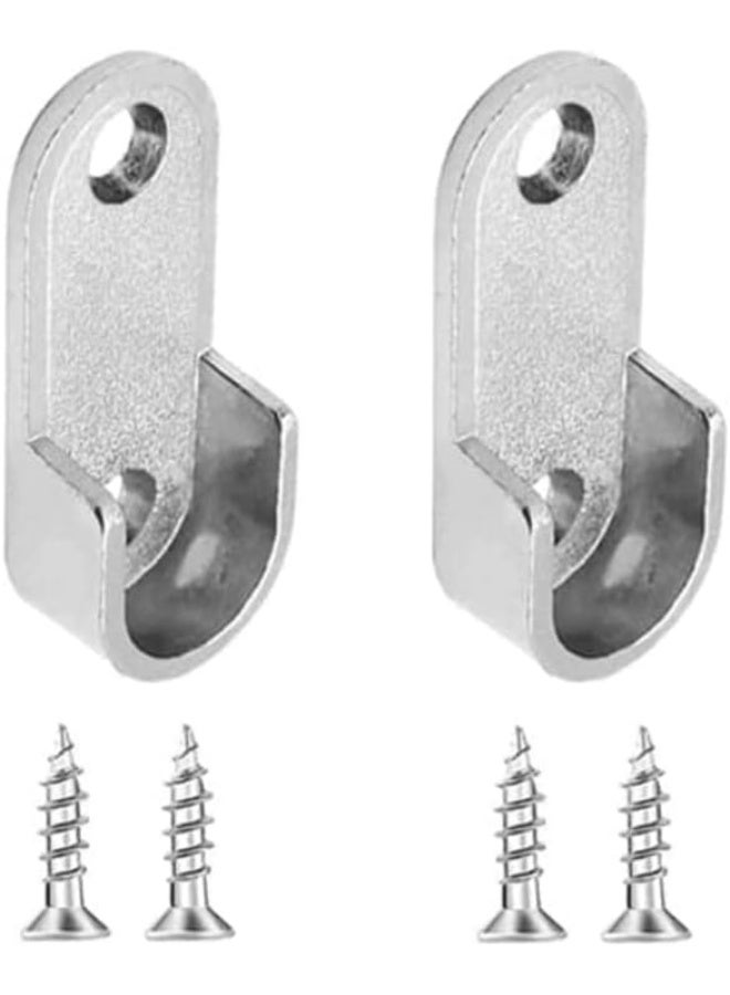 Royal Apex Oval Closet Rod End Flange Bracket Supports Furniture Hardware Accessories Wardrobe Tube Support Bracket With Screws Clothes Hanging Rod Holder (Pack Of 2)  - Image 1
