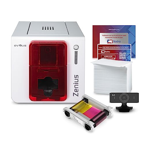 Bodno Evolis Zenius Single Sided ID Card Printer & Complete Supplies Package Bronze Edition ID Software - Image 1