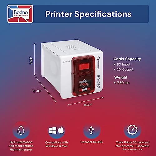 Bodno Evolis Zenius Single Sided ID Card Printer & Complete Supplies Package Bronze Edition ID Software - Image 5
