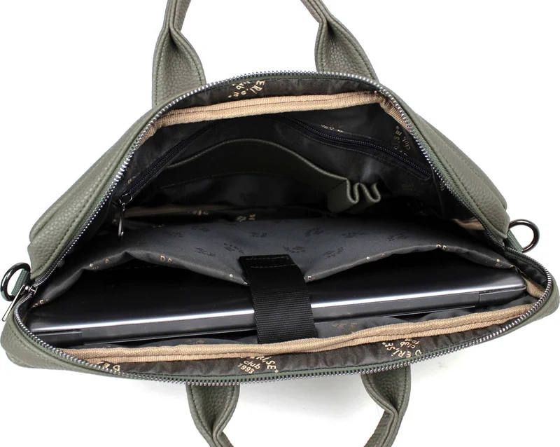 ديرسي كلوب Unisex Khaki Color Shoulder Strap File Tablet Notebook Bag 15.6 Inch Laptop and Briefcase Bag