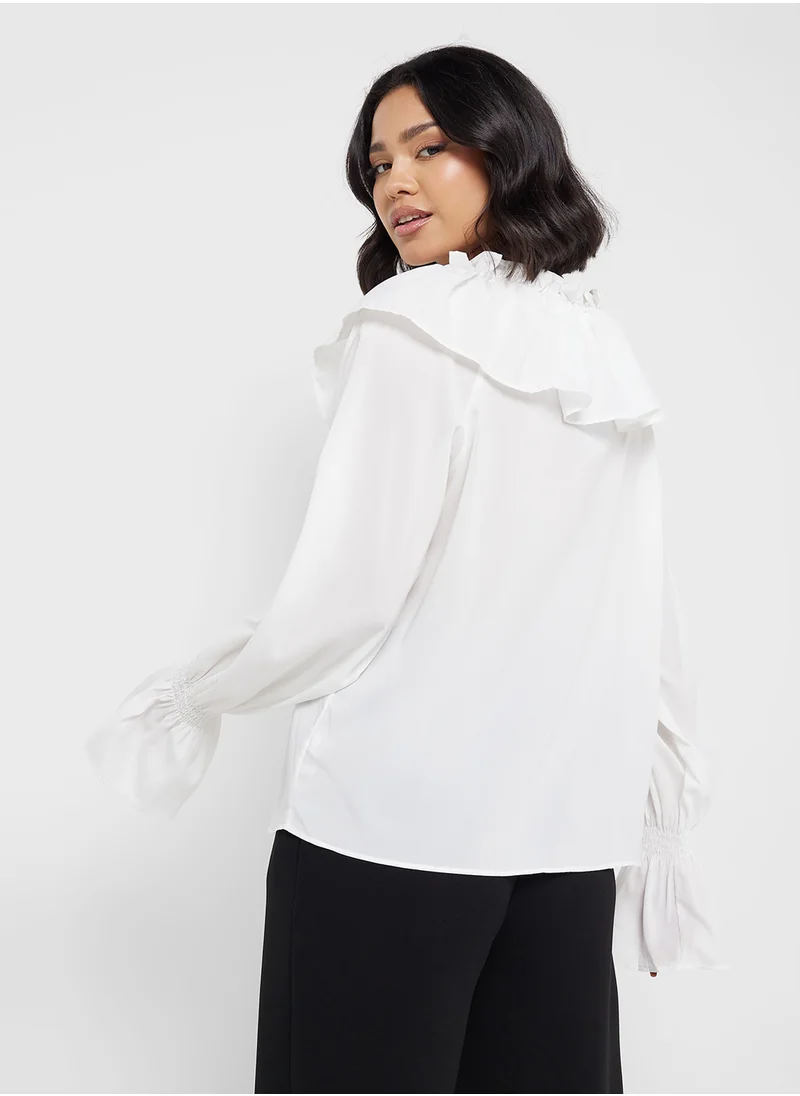 جينجر Ruffle Detail Boho Blouse