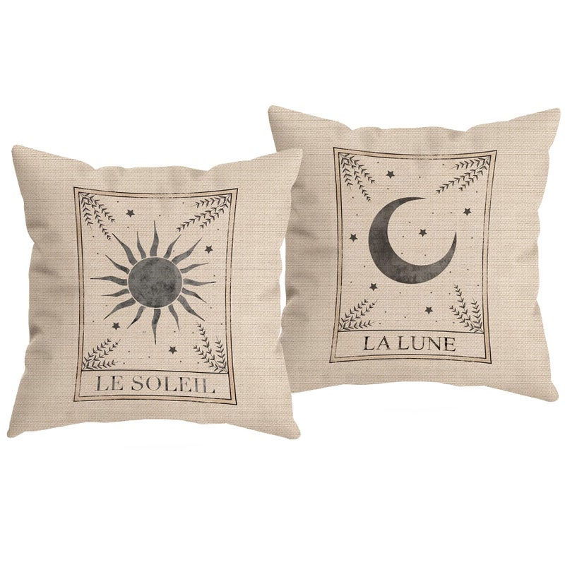 Huyaw le Soleil la luna tarot Sun and Moon Mystic Disporative Displow Covers Covers for Tarot Tarot Pillowcase 18 × 18 inch Room Room Decor Decor
