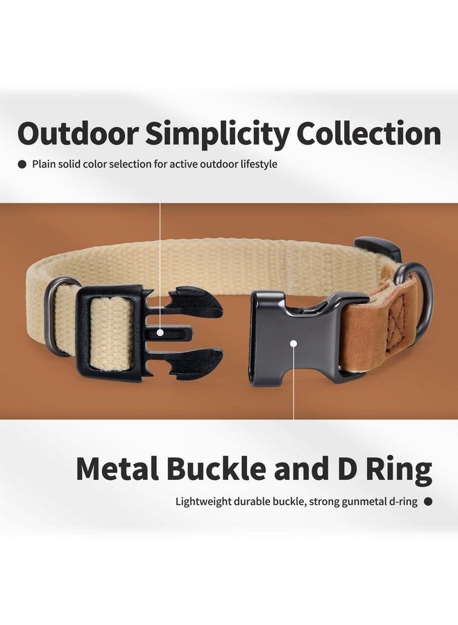 مايل هاي لايف أطواق كلاب مايل هاي لايف | أطواق كلاب من القطن الناعم مع مشبك معدني ثقيل | طوق كلاسيكي للجراء بأطراف من الجلد الأصلي الفاخر | أطواق حيوانات أليفة للكلاب الكبيرة (كاكي) - Image 4