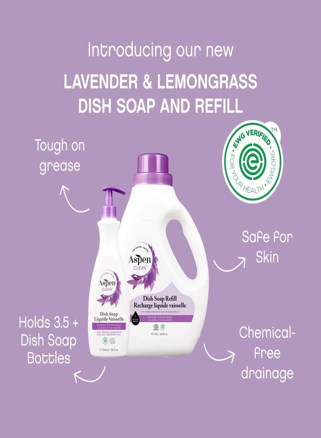 AspenClean Natural Dish Soap and Refill Lavender and Lemongrass - 100% Natural, Organic, Baby-Safe, Pet-Friendly, Vegan, Cruelty-Free, Biodegradable - EWG VERIFIED & EcoCert Certified - Image 2